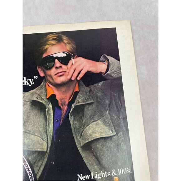Vintage Lucky Strike Cigarettes Light My Lucky Vintage 1984 Magazine Ad - Picture 3 of 6